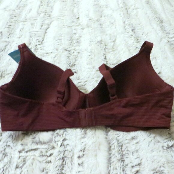Women's Vanity Fair Flattering Lift Padded Burgundy Striped Lace Bra 38 C New - Picture 7 of 11